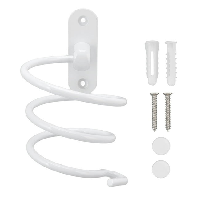 Soporte para secador de pelo en espiral para montaje en pared - Estante de baño multifuncional