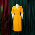 thumbnail image 3 of AURA Womens Summer 2025 V Neck Short Sleeve Pleated Midi Dress High Waist Solid Color Elegant, 3 of 9