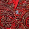 thumbnail image 6 of QSAWXQZ Men's Sequin Tuxedo Jacket Paisley Floral Shawl Long Sleeve Lapel V Neck Button Blazer for Prom Wedding Red 3XL, 6 of 8