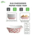 thumbnail image 3 of [700 Pack] Heavy Duty Disposable Paper Food Tray (2 Lb) - Red Check Food Tray, Usa Made, Recyclable, Biodegradable, Compostable, Great For Picnics, Carnivals, Party, Camping, Bbq, Restaurants, Fries, 3 of 5