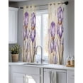 thumbnail image 5 of Purple Iris Sheer Curtains 39 Inch Length 2 Panels Set for Living Room/Bedroom, Spring Vintage Flowers Butterfly Leaves Khaki Kitchen Curtains Grommet Curtains Window Treatments 27.5"x39"x2, 5 of 7
