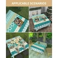 thumbnail image 2 of Boho Bohemian Stripes Floral Tablecloth Rectangle Round Table Cloth 60x60 Inch, Teal Green Aqua Indoor or Outdoor Tablecloth, Waterproof Polyester Table Cover for Party Holiday Picnic Decoration, 2 of 6