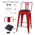 thumbnail image 4 of Leejay Red 24 inch High Back Metal Barstool with Vegan Leather Seat,Set of 3, 4 of 5