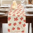 thumbnail image 3 of Maple Leaf 70 Inch Table Runner, Retro Fall Red Orange Beige Autumn Leaves Farmhouse Dresser Scarf Cotton & Linen Tablerunner for Dining/Kitchen Island/Holiday Party Décor 13" x 70", 3 of 9