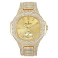 thumbnail image 2 of Charles Raymond Bling-ed Out Bracelet with Oblong Iced Look Hip Hop Watch - 8475BC Cuban (ST10235 VO Shiny Gld -MB), 2 of 6