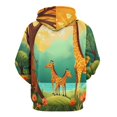 thumbnail image 3 of Cartoon Giraffe Forest 3D Print Hoodie Men Women Autumn Thin Pullover Sweatshirt Vintage Streetwear Tops, 3 of 6