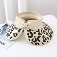 thumbnail image 3 of Sombrero de cola de caballo de sombra, sombreros de paja con estampado de leopardo, sombrero plegable para el sol, sombrero de paja de ala ancha, compacto y ligero, 3 of 5