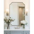 thumbnail image 6 of ANDY STAR 30x40 Inch Brushed Nickel Mirror, Large Rectangle Mirror for Bathroom, Scalloped Mirror in Anti-Rust Stainless Steel Metal Thin Frame Deep 1’’, Wall-Mounted Mirror (Horizontal/Vertical), 6 of 8
