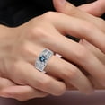 thumbnail image 2 of RYLOS Men's Rings Sterling Silver Designer Starburst 7MM Round Gemstone & Diamond Ring Alexandrite June Birthstone Rings Size 8, 2 of 7
