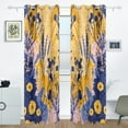 thumbnail image 2 of Yellow with Blue Flowers and Plants Blackout Curtains for Living Room Bedroom 55W x 72/84L Insulated Window Drapes 2 Panels, 2 of 6