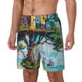 thumbnail image 2 of Uemuo Whimsical Treehouse Painting Pattern Mens Swim Trunks Quick Dry Board Shorts with Mesh Lining, Stretch Beach Shorts Quick Dry No-Chafing Board Shorts-3X-Large, 2 of 9