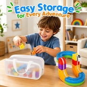 3D Stem Electric Train Set for Kids, 22PCS 3D Racing Track Toy, Portable Travel Train Toy with Travel Bag, Racing Track Sets for Kids, 3+ Years Old Boys & Girls Birthday