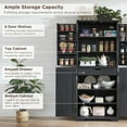 thumbnail image 3 of ACCOHOHO 72" Tall Kitchen Pantry, Farmhouse Storage Cabinet with Barn Doors, Drawer and Adjustable Shelves, Rustic Wood Cupboard for Kitchen, Dining Room, Bathroom, Black, 3 of 9