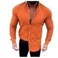 thumbnail image 1 of Mens Linen Button Down Shirts Long Sleeves Summer Beach Casual Regular Fit Shirt Tops, 1 of 7