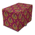 thumbnail image 1 of Autumn Damask Dog Crate Cover, Floral Theme Inspired Ethnic Oriental Motifs Illustration, Easy to Use Pet Kennel Cover for Medium Large Dogs, 35" x 23" x 27", Dark Magenta and Multicolor, by Ambesonne, 1 of 6