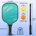 thumbnail image 3 of Pickleball Paddles Set Of 1, Fiberglass Surface, Turquoise Marble Pattern, 1 Paddle, 2 Balls & Bag, 3 of 5