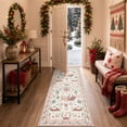 thumbnail image 3 of Lahome Decor Christmas Hallway Runner Rug, 2' x 6', Elk, Snowflakes, Christmas Tree, Sleigh, House Pattern, Non-Slip Washable Indoor Area Rug,Beige, 3 of 10