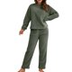 thumbnail image 1 of Conjunto de jersey de felpa de invierno para mujer: top de manga larga y pantalones de 2 piezas, pijama de punto de color liso (tallas asiáticas), 1 of 7
