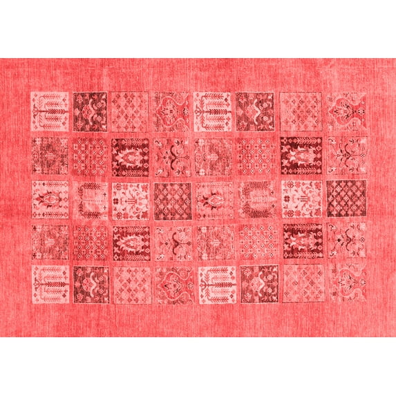 Ahgly Company Indoor Rectangle Abstract Red Modern Area Rugs, 4' x 6'