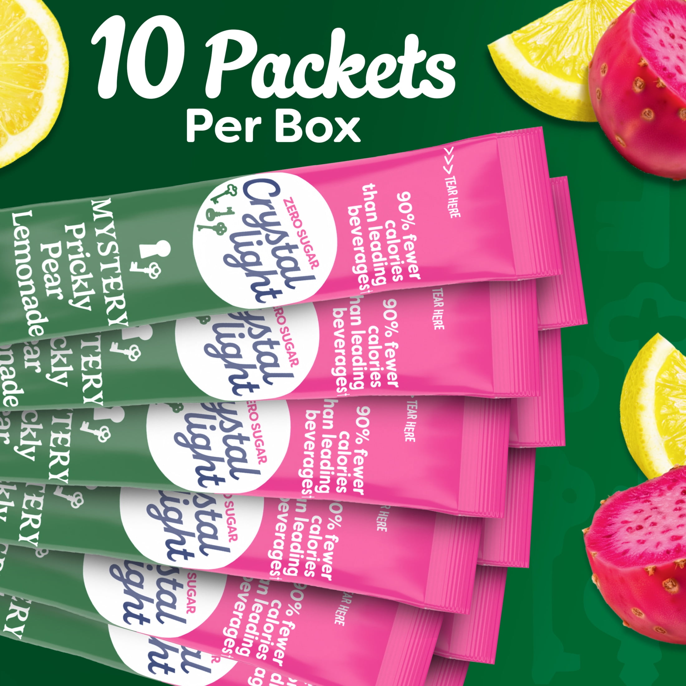 Crystal Light Drink Mix, 10 Individual Packets, Hydration for Book Lovers and Mystery Readers, Prickly Pear Lemonade Artificial Flavor, Zero Sugar, No Artificial Dyes, 0.13 oz