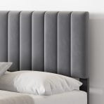 Queen Size Bed Frame with Adjustable Headboard,Velvet Upholstered Platform with Wooden Slats Support No Box Spring Needed Easy Assembly Noiseless Grey