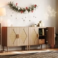 thumbnail image 2 of Homhougo Sideboard Buffet Kitchen Cabinet with Rattan Doors, 31.5" Modern Freestanding Accent Cabinet for Living Room, Dining Room, or Entryway, 2 of 9