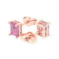 thumbnail image 2 of Clara Pucci 2Ct Pink Emerald Cut VVS1 Push Back Stud 18k Solid hypoallergenic Gold Designer Earrings For April, 2 of 7
