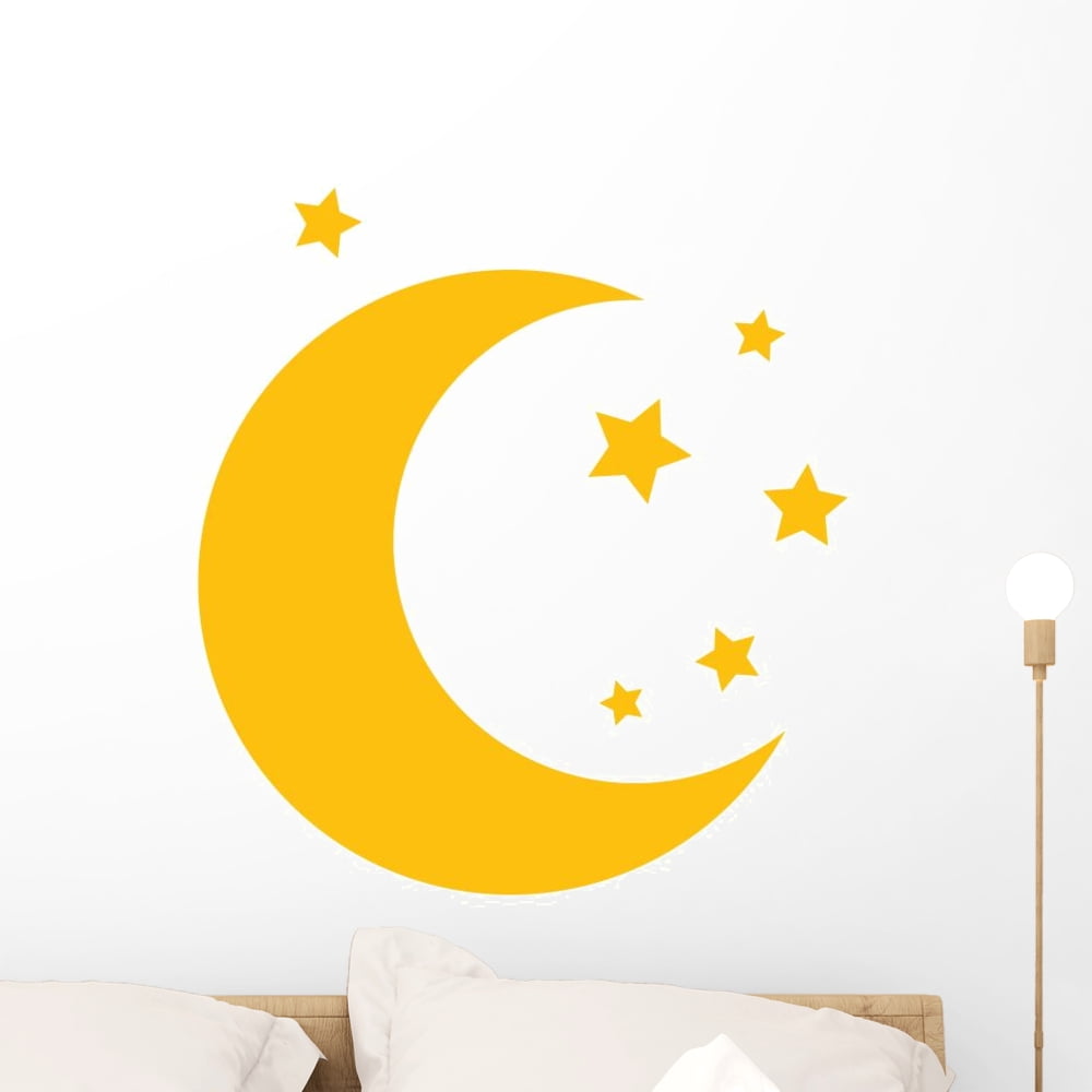Moon and Stars Wall Decal Sticker Set Wallmonkeys Peel and Stick ...