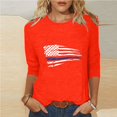 thumbnail image 6 of Dazajoo Independence Day 3/4 Sleeve Tops for Women 2024 Summer Casual Crew Neck Shirts Womens 4th of July American Flag Patriotic Tunic Lightning Deals,Orange,M, 6 of 6