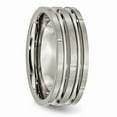 thumbnail image 4 of Solid Titanium Notched and Grooved 8mm Men's / Wedding Brushed Matte Finish Band Ring Size 10.5, 4 of 7