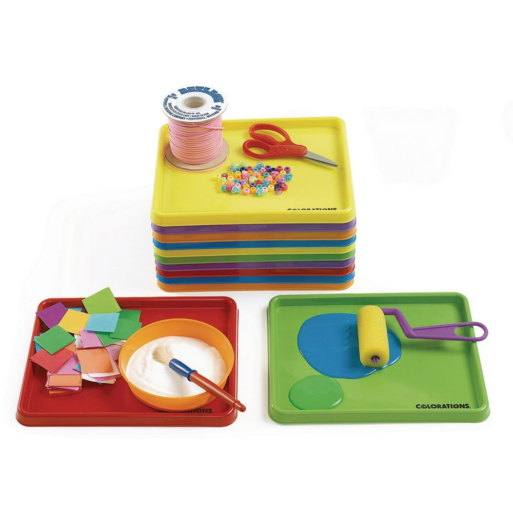Colorations set of 12 Kids Activity Plastic Trays, Rainbow of Colors