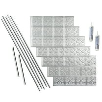 FASÄDE Traditional Style/Pattern 10 Decorative Vinyl Backsplash 15 sq ft Kit in Brushed Aluminum