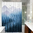 thumbnail image 3 of 84 Inch Blue Misty Forest Shower Curtain Set Ombre Navy Blue White Waterproof Fabric Shower Curtains Nature Tree Mountain Woodland Decorative Bathroom Bath Curtain Decor (Blue, 72 × 84), 3 of 5