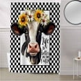 thumbnail image 5 of Fabric Shower Curtain, Farm Cow Sunflower Watercolor Black White Check Plaid Shower Curtains with 12 Hooks Waterproof Machine Washable Bath Curtains for Bathroom,36 x 78in, 5 of 6