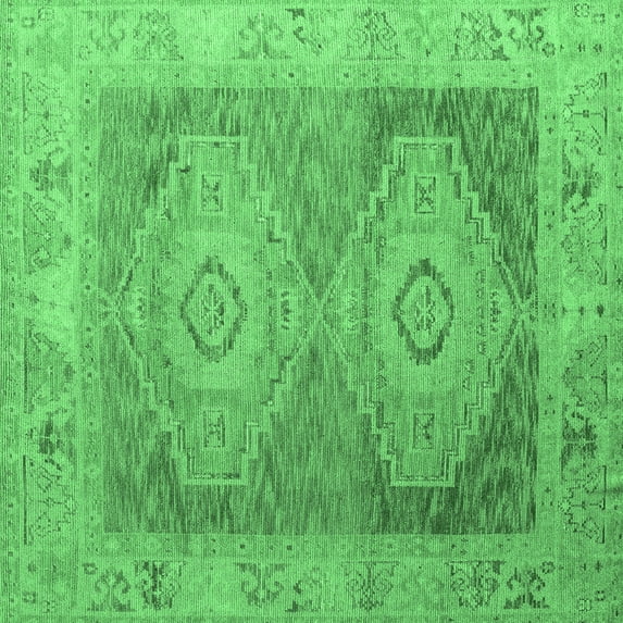 Ahgly Company Indoor Square Oriental Emerald Green Modern Area Rugs, 6' Square
