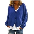 thumbnail image 2 of nerohusy Cardigan Sweaters for Women Trendy V Neck Button Long Sleeve Open Front Cardigans Jackets Solid Casual Knitted Outerwear 2024 Deals and Clearance Blue,XXXL, 2 of 8