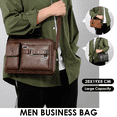 thumbnail image 3 of Men's Shoulder Messenger Bag PU Leather Handbag Business Crossbody Bag Briefcase, 3 of 12