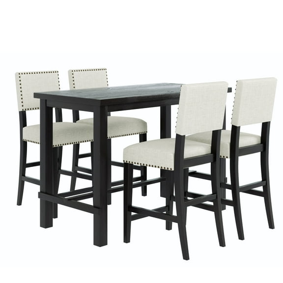 Dning Room Table Set, 4 Chair Dining Table Set Classic Elegant Table and 4 Chairs, Counter Height Dining Room Sets for 4, Espresso