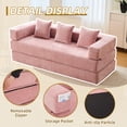 thumbnail image 4 of MOONMISS Chenille Upholstered Convertible Foldable Memory Foam Sleeper Sofa with Pillows for Living Room-Pink, 4 of 6
