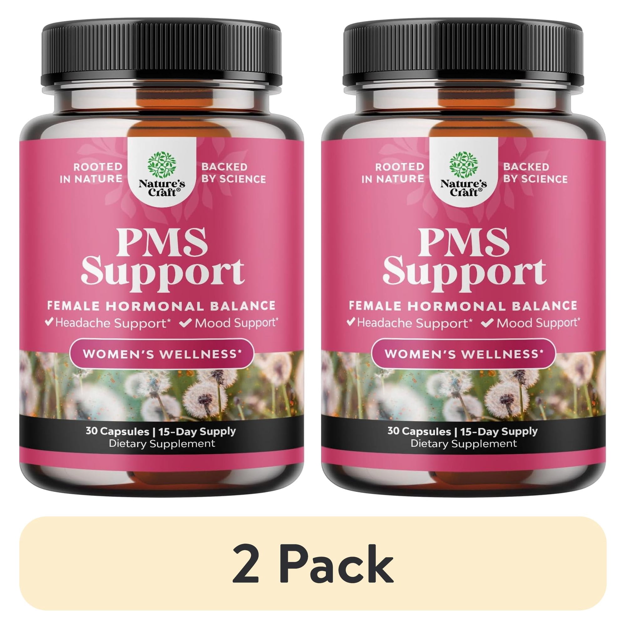 (2 pack) Natures Craft PMS Support Supplement, Menopause Relief and Hormone Balance for Women, 30 Capsules