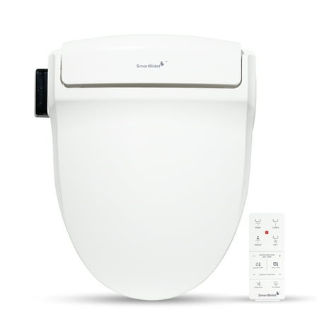 SmartBidet Electric Bidet Seat with Remote Control for Round Toilets, White