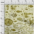 thumbnail image 2 of oneOone Viscose Chiffon Olive Green Fabric Asian Block Fish Craft Projects Decor Fabric Printed By The Yard 42 Inch Wide, 2 of 4