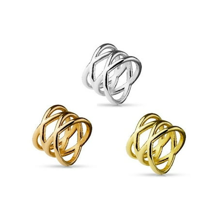 - Double X Design Ion Plated Stainless Steel Rings - Sold Separately