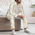 thumbnail image 7 of Naloa Rabbit And Milk Tea Men’s Pajamas Set - Long Sleeve Button Down Sleep Shirt and Pajama Bottoms Sleepwear Set-Large, 7 of 7