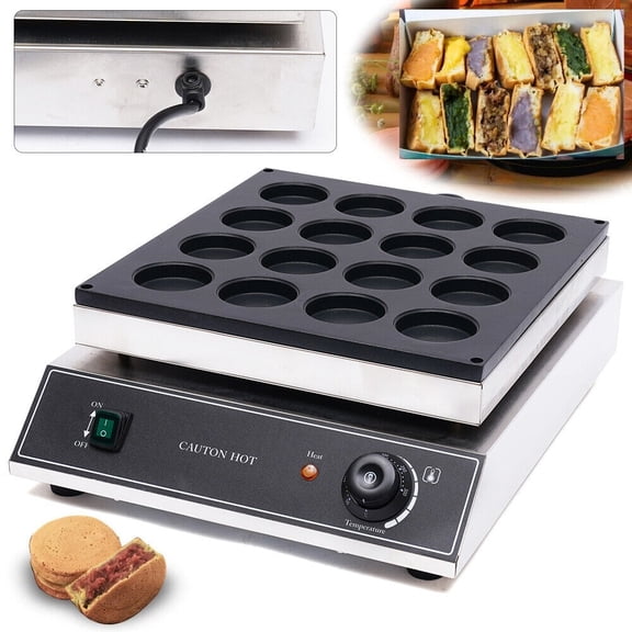 Miumaeov 16 Holes Electric Red Bean Cake Maker Commercial Waffle Baker Machine Nonstick