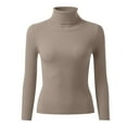 thumbnail image 4 of TrdSipl Womens Casual Slim Basic Tops Knitted Light Weight Turtle Neck Pullover Sweater Winter Warm Undershirts Khaki M, 4 of 6