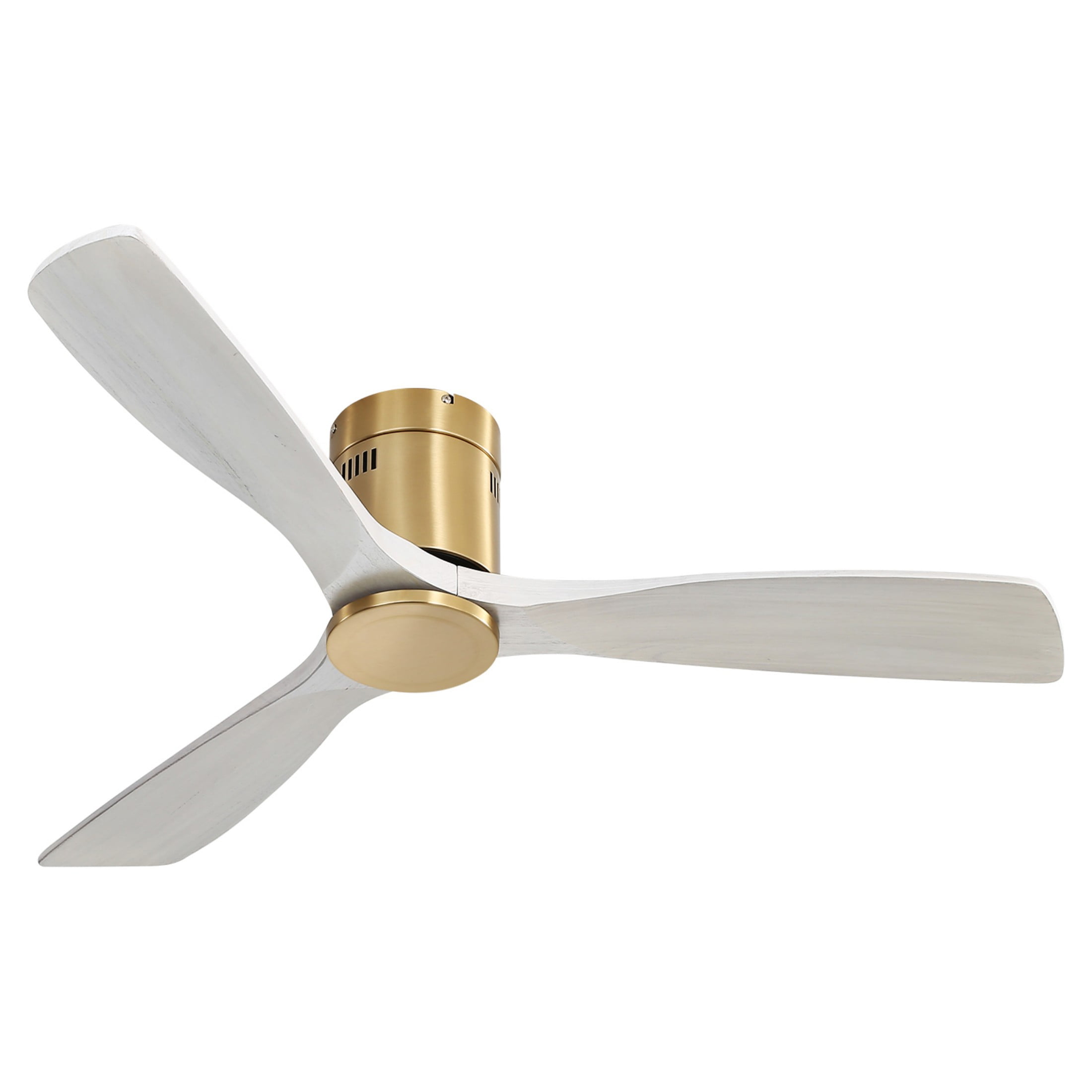 Sofucor 52 Inch Grey Gold Modern Flush Mount Indoor Outdoor Ceiling Fan with Remote Control
