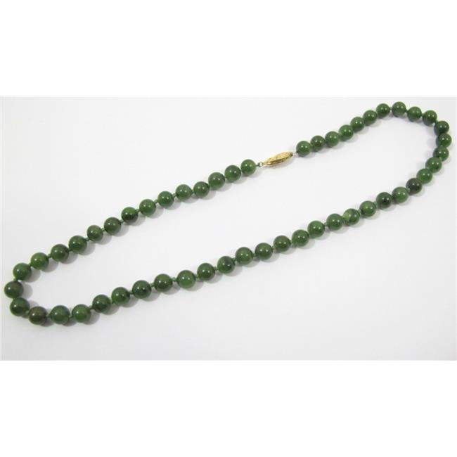 Chinese ORIENTAL VINTAGE GREEN JADE BEADS NECKLACE 