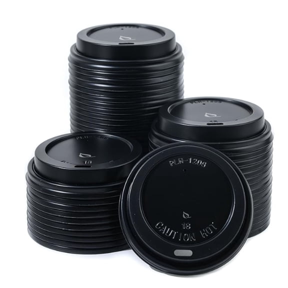 [25 Pack] Disposable Black Dome Lids for Disposable Paper Hot Cups for 10oz - 20oz - Universal Size Fits most 10 - 20oz Cups - Great for Coffee Shops, Restaurants, Office, Travel, Togo by EcoQuality
