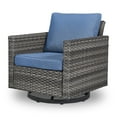 thumbnail image 5 of POCASSY Outdoor Swivel Glider Chair with Cushion, All Weather Wicker Rattan Outdoor Chair with Deep Seat for Porch Deck Backyard, Blue, 5 of 9